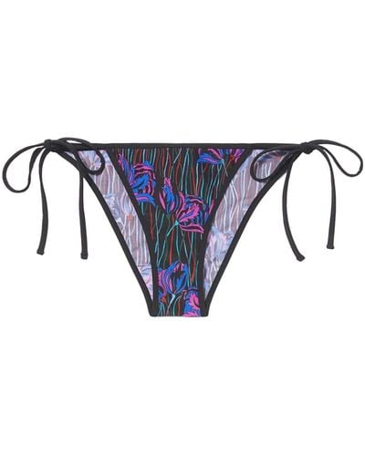 Emilio Pucci Floral Print Tied Bikini Bottom - Blue