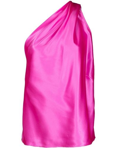 Michelle Mason Draped One-shoulder Blouse - Pink