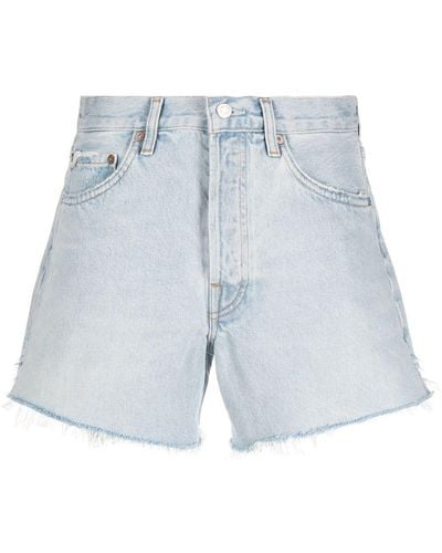Agolde Frayed-edge Denim Shorts - Blue