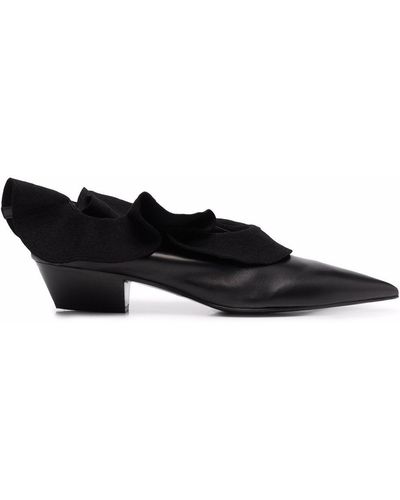 Jil Sander Ruffle Leather Court Shoes - Black