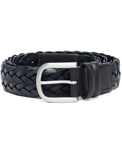 Canali Braided Leather Belt - Black