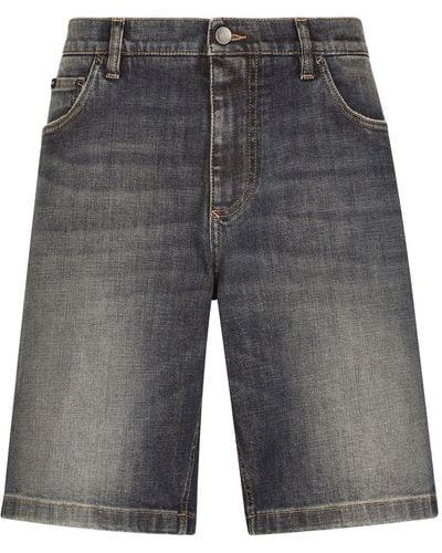 Dolce & Gabbana Knielange Jeans-Shorts - Grau