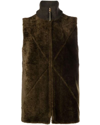 Loewe Puzzle Fold Shearling Gilet - Green