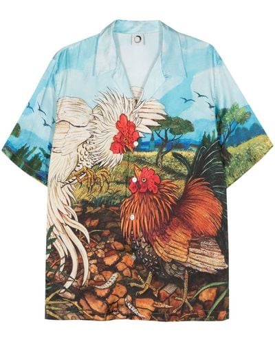 Endless Joy Camicia Roosters - Blu