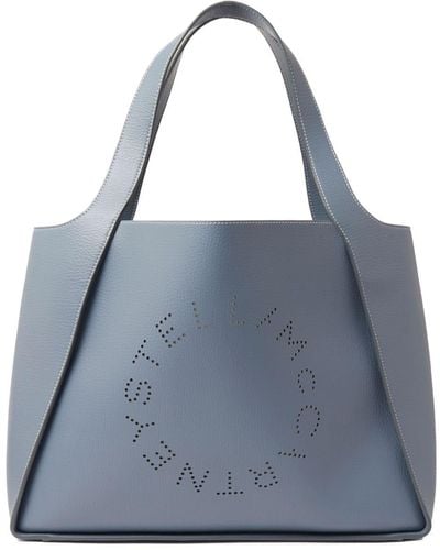 Stella McCartney Bolso shopper con logo perforado - Azul