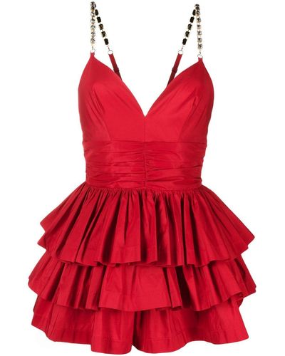 Elisabetta Franchi Ruffled Chain-strap Playsuit - Red