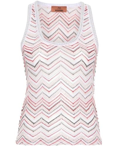 Missoni Zigzag Sequined Tank Top - White