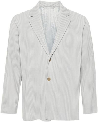 Homme Plissé Issey Miyake Blazer plissé à simple boutonnage - Blanc