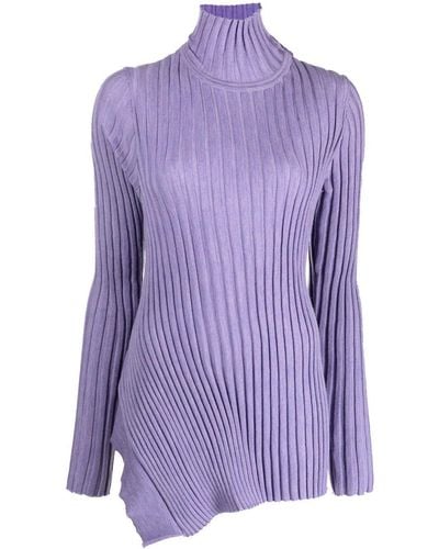 Christian Wijnants Ribbed Asymmetric Sweater - Purple