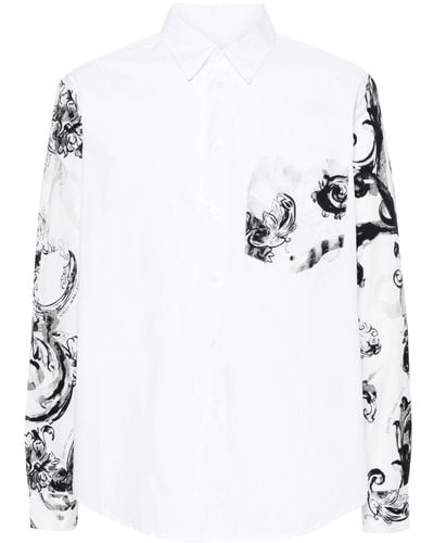 Versace Jeans Couture Watercolour Couture-print Cotton Shirt - White