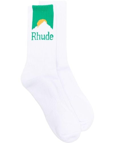 Rhude Mountain Logo Intarsia-knit Socks - White