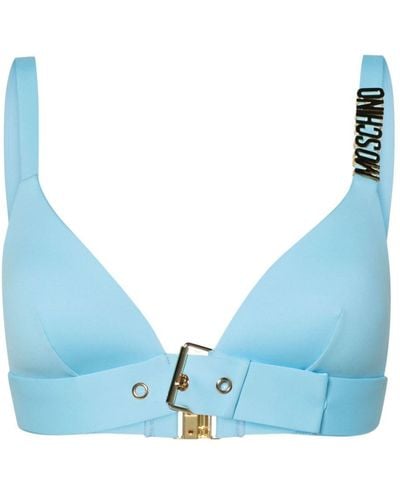 Moschino Logo-lettering Buckled Bikini Top - Blue