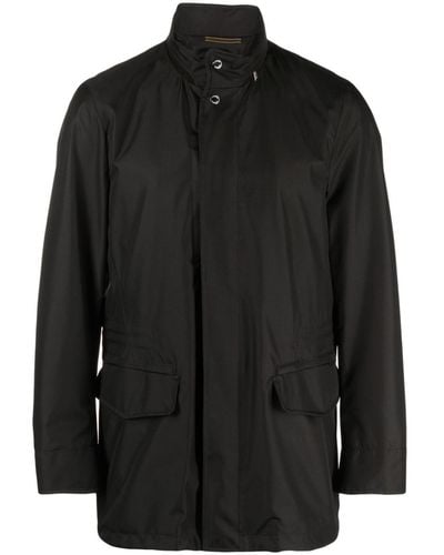 Moorer Chaqueta con capucha y cintura con cordones - Negro