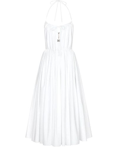 Dolce & Gabbana Midi Cotton Dress With Circle Skirt - White