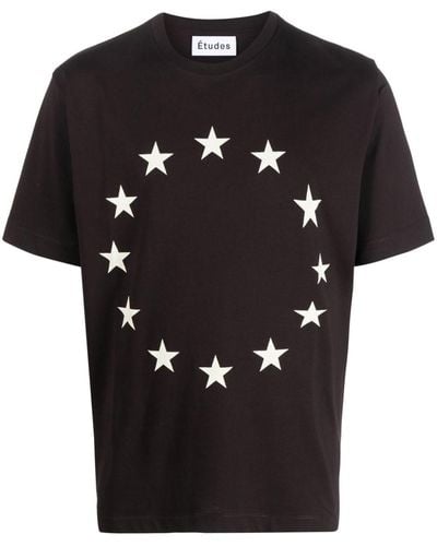 Etudes Studio Stars-print Organic Cotton T-shirt - Black