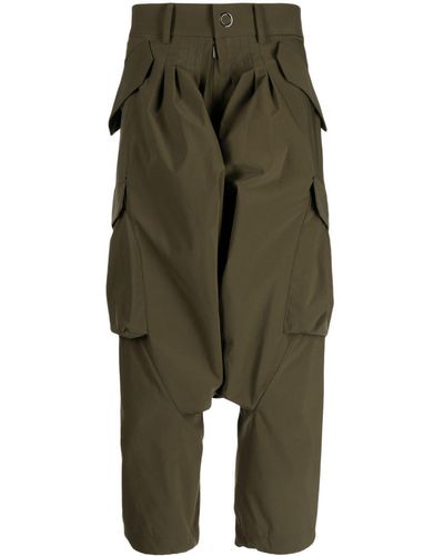 Fumito Ganryu Drop-crotch Cargo Trousers - Green