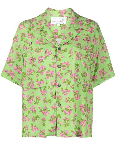 Natasha Zinko Floral-print Short-sleeve Shirt - Green