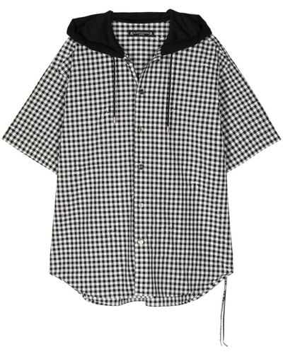 MASTERMIND WORLD Plaid-check hoodie shirt - Negro