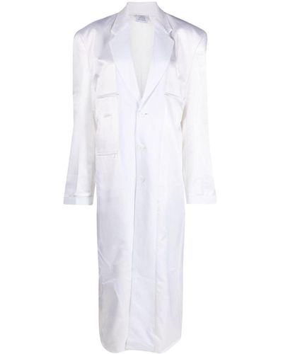 Vetements Single-breasted Shoulder-pads Cotton Coat - White