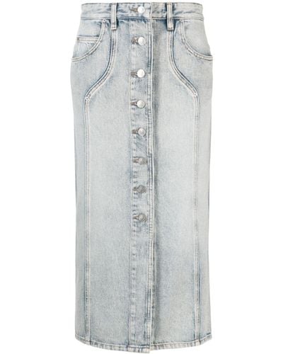 Isabel Marant Light Cotton Vandy Midi Denim Skirt - Grey