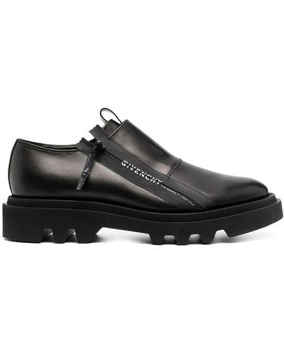 Givenchy Logo-tape Zip-up Derby Shoes - Black