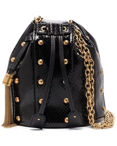 Saint Laurent Studded Anja Bucket Bag - Black