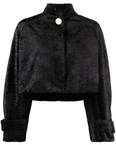 Casablancabrand Pearl-button Cropped Jacket - Black