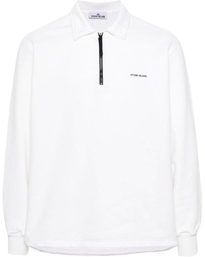 Stone Island Logo-print Cotton Sweatshirt - White