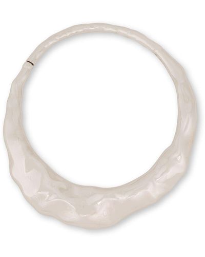 Alberta Ferretti Hammered Choker Necklace - White