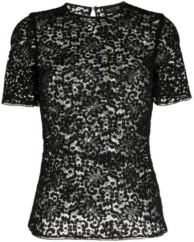 Del Core Floral-lace Short-sleeved T-shirt - Black