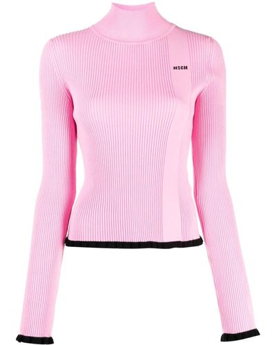 MSGM Jersey con logo en intarsia - Rosa