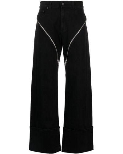 Mugler Zipped High-rise Wide-leg Jeans - Black