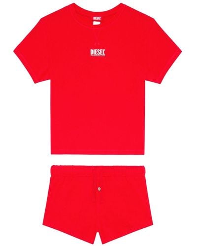 DIESEL Ufset-sylvie Stretch-cotton Pajama Set - Red