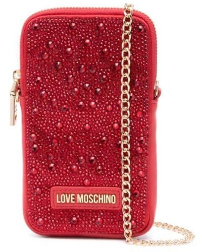 Love Moschino Logo-lettering Crystal-embellished Crossbody Bag - Red