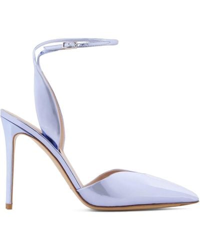 Giorgio Armani Metallic-finish Leather Court Shoes - White