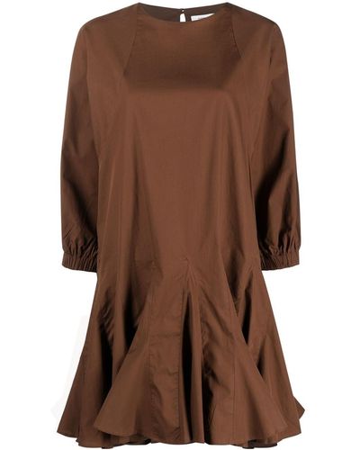 Closed Godet-skirt Mini Dress - Brown