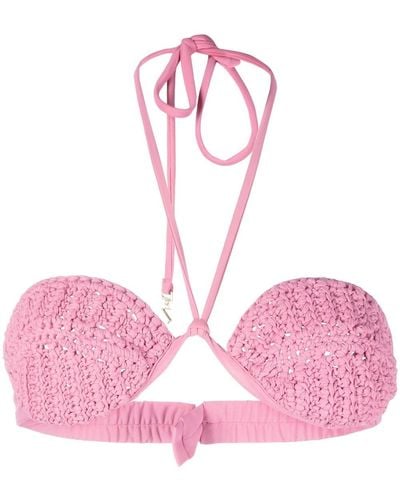 The Mannei Rio Crochet-knit Bikini Top - Pink