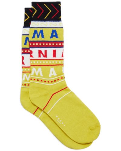 Marni Calcetines con logo en intarsia - Amarillo