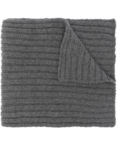 Paul & Shark Logo-patch Ribbed Wool Scarf - Grey