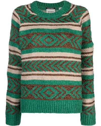 Scotch & Soda Metallic-threading Fair-isle Sweater - Green