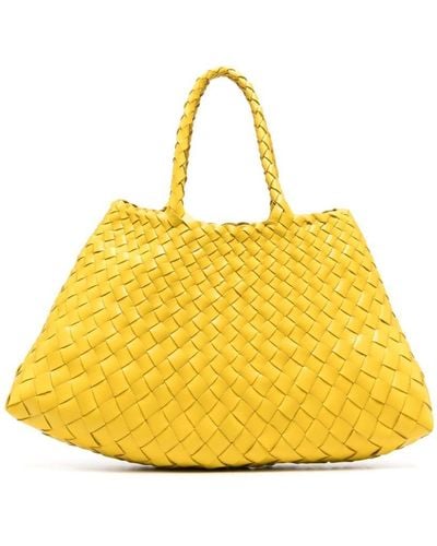 Dragon Diffusion Woven Leather Tote Bag - Yellow