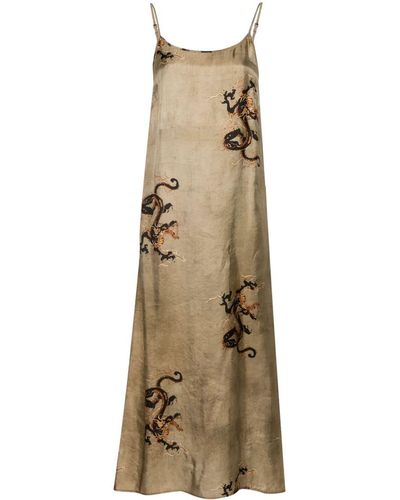 Uma Wang Anaya Dragon-print Slip Dress - Natural