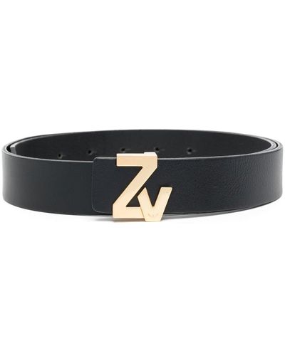 Zadig & Voltaire Logo-plaque Leather Belt - Black