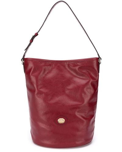 Gucci Calf Leather Hobo Shoulder Bag - Red