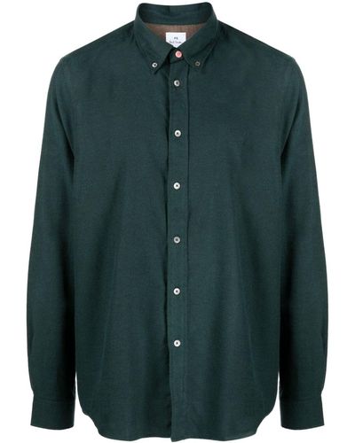 PS by Paul Smith Logo-embroidered Cotton Flannel Shirt - Green