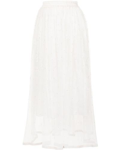 Lorena Antoniazzi Flared Tulle Layered Midi Skirt - White