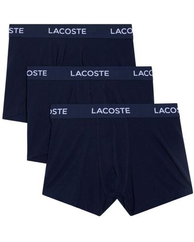 Lacoste Logo-print Cotton Boxers (set Of Three) - Blue