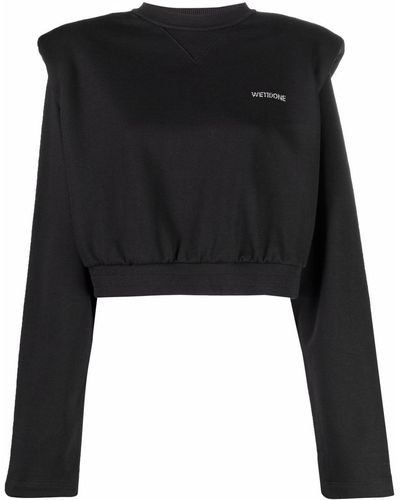 we11done Padded-shoulder Cropped Sweatshirt - Black