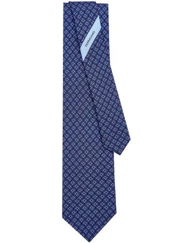 Ferragamo Cravate en soie à imprimé graphique - Bleu