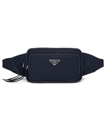 Prada Fabric And Leather Belt Bag - Blue